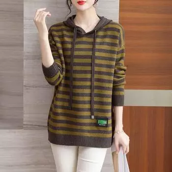 Свитшот для женщин осень зима с капюшоном свитер пуловер свитшот длинный рукав большой размер свитер топы M белый