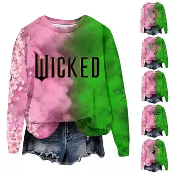 Свитшот для женщин рубашки модный свитер с длинным рукавом воротник одежда L армия зеленый