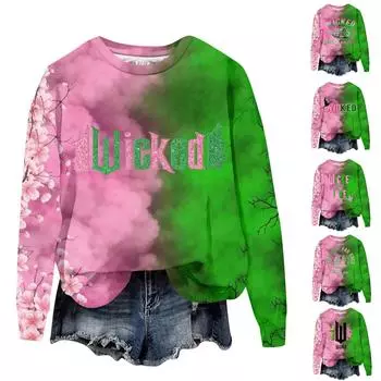 Свитшот для женщин рубашки модный свитер с длинным рукавом воротник одежда L армия зеленый