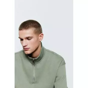 Свитшот HM Relaxed Fit с застежкой-молнией, зеленый