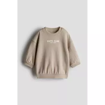 Свитшот HM с круглым вырезом бежевый Cute Club