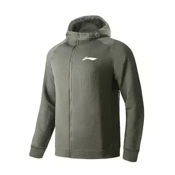 Свитшот-кардиган с капюшоном и принтом логотипа Li Ning, свободный, на молнии, унисекс, темно-серый AWDU537-2 M