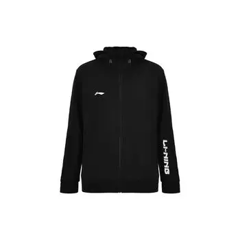 Свитшот-кардиган с капюшоном и принтом логотипа Li Ning, унисекс, черный AWDTF35-1 S