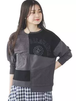 Свитшот Lace x Print Patchwork Sweat ЧЕРНЫЙ БЕСПЛАТНО [Beams Heart] женский чёрный