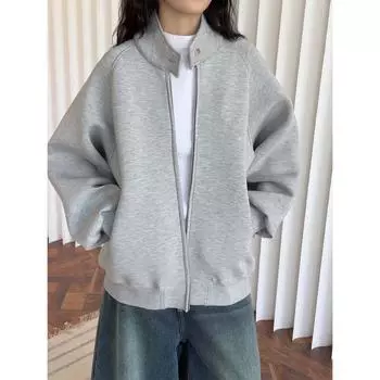 Свитшот на молнии Louvre Spring в стиле ретро со стойкой - Мягкая свободная куртка для женщин One Size