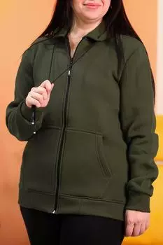 Свитшот на молнии с капюшоном больших размеров