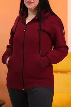 Свитшот на молнии с капюшоном больших размеров