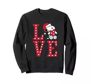 Свитшот Peanuts Christmas Snoopy Festival Light Up Love Heart чёрный