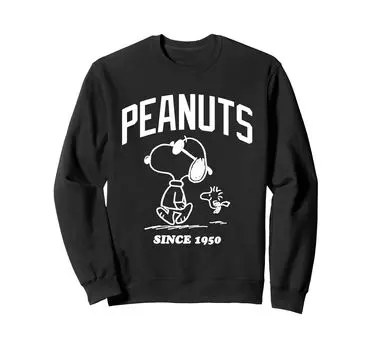 Свитшот PEANUTS с контурами Снупи и Вудстока чёрный