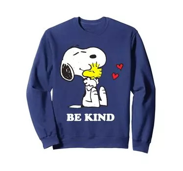 Свитшот PEANUTS Snoopy Hug Woodstock Be Kind синий