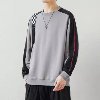 Свитшот с круглым вырезом, мужская осенняя свободная повседневная спортивная рубашка, мужская хлопковая рубашка с длинными рукавами, модный брендовый мужской топ M