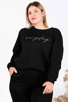 Свитшот с принтом больших размеров с круглым вырезом