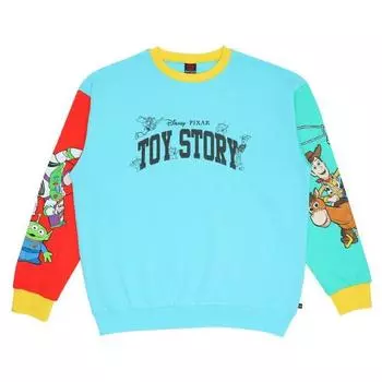 Свитшот с принтом на рукавах Disney Toy Story для родителей и детей 9619A для взрослых, унисекс, размер L, нежно-голубой [Babydoll], женская, мужская, коллекция DISNEY
