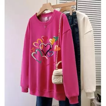 Свитшот с принтом «Простая любовь» для женщин, весна-осень, тонкий свитшот с круглым вырезом, хлопковые пуловеры, женские топы с капюшоном M светло-серый