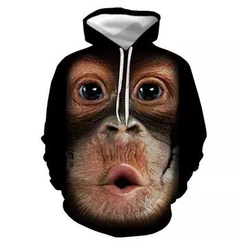 Свитшот с принтом «Шимпанзе» для мужчин, толстовка с капюшоном с 3D-принтом, свитшот Quirky Sweatshirt S