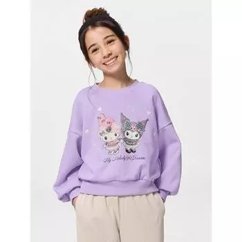 Свитшот с рисунком для девочек Gu By Uniqlo 1 Персонажи Sanrio 70 LIGHT PURPLE/140cm