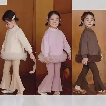 «Свитшот с сетчатым принтом и бархатной подкладкой для девочек — с длинными рукавами, осень/зима 2025» Size 15: 120-130 cm