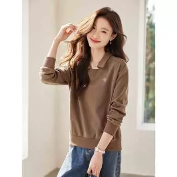 Свитшот с вышивкой на лацкане Весенняя новая элегантная повседневная свитшот с вышивкой на лацкане S