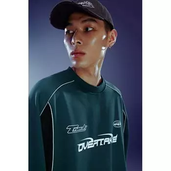 HM Loose Fit Print sweatsHirt Turquoise Apex XS