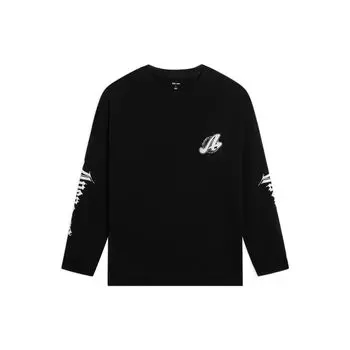 Свитшот унисекс с принтом логотипа Li Ning из хлопка с круглым вырезом и длинными рукавами, черный AHSSE29-2 L