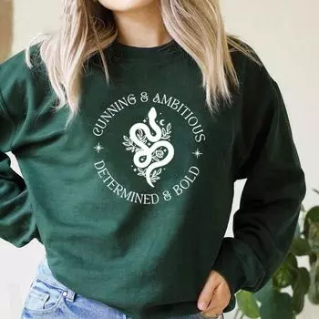Свитшот Wizard Snake House Draco Malfoy Bookish Hoodie для женщин с круглым вырезом, повседневный свитер с длинным рукавом, уличный женский топ S чёрный