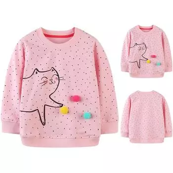 Свитшоты для малышей, девочек и мальчиков, свитер с круглым вырезом и длинными рукавами, хлопковый графический топ, свитер, рубашки 120 розовый