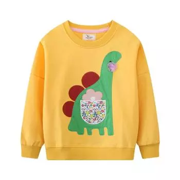 Свитшоты для малышей, девочек и мальчиков, свитер с круглым вырезом и длинными рукавами, хлопковый графический топ, свитер, рубашки 100 жёлтый