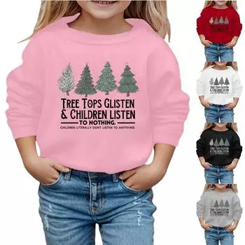 Свитшоты для малышей, девочек и мальчиков, свитер с круглым вырезом и длинными рукавами, хлопковый графический топ, свитер, рубашки 110