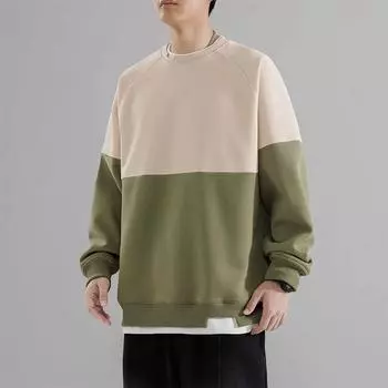 Свитшоты для мужчин на весну и осень, новые свободные топы для подростков, красивые длинные рукава, сращивающиеся поддельные двухсекционные парные пальто S