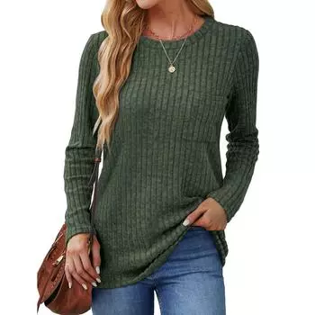 Свитшоты для женщин с длинным рукавом и круглым вырезом, пуловеры, повседневные однотонные туники, топы XL