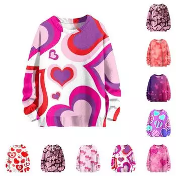 Свитшоты для женщин Вязаный свитер Милая рубашка Осенний круглый вырез Пуловер Топы XXXL
