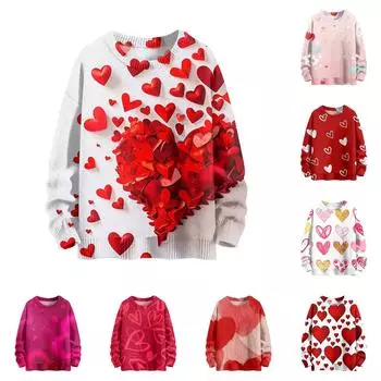 Свитшоты для женщин Вязаный свитер Милая рубашка Осенний круглый вырез Пуловер Топы S