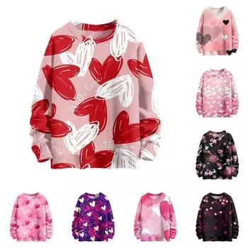 Свитшоты для женщин Вязаный свитер Милая рубашка Осенний круглый вырез Пуловер Топы XXXL розовый