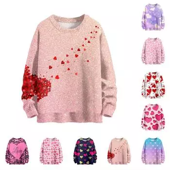 Свитшоты для женщин Вязаный свитер Милая рубашка Осенний круглый вырез Пуловер Топы S фиолетовый