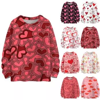 Свитшоты для женщин Вязаный свитер Милая рубашка Осенний круглый вырез Пуловер Топы XL розовый