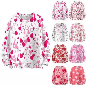 Свитшоты для женщин Вязаный свитер Милая рубашка Осенний круглый вырез Пуловер Топы L