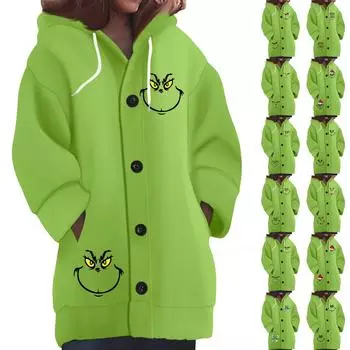 Свитшоты для женщин Вязаный свитер с длинным рукавом Принт Вязаный худи с пуговицами Кардиган Пальто M киноварь