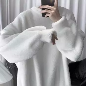 Свитшоты для женщин Зимние флисовые свободные пуловеры Толстовки с длинным рукавом Свободные бархатные джемперы Утолщенные свитшоты Топ S серый