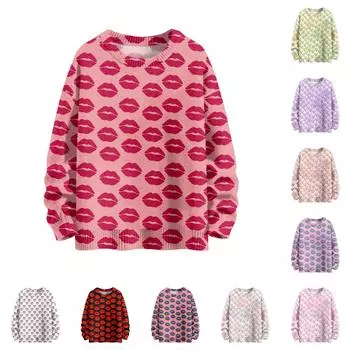 Свитшоты ко Дню святого Валентина для детей, вязаные свитера для мальчиков и девочек, симпатичные рубашки, осенние свитера с круглым вырезом, топы 100 бежевый