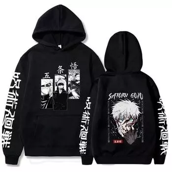 Свитшоты с принтом аниме Jujutsu Kaisen Women Unisex Hoodie Harajuku L чёрный