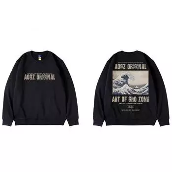 Свитшоты с волнистым принтом для мужчин, осенняя мода, мужская одежда, свободная футболка с длинным рукавом, повседневный американский стиль, топ-пуловер S