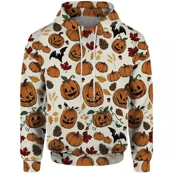 Свитшоты со скелетом на Хэллоуин для мужчин Aethic Ghost Pumpkin Anime Sweatshirt 2024 New 3D Printed Sweatshirt Hoody Men s Hoodies S