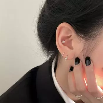 Swivel line stud earrings sterling silver fashion 925 niche personality design high-end jewelry women s simple ins style versatile 925 silver