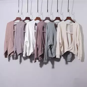 Свободная базовая рубашка с вырезом и открытой спиной, футболка, пуловер-свитер Grape purple S