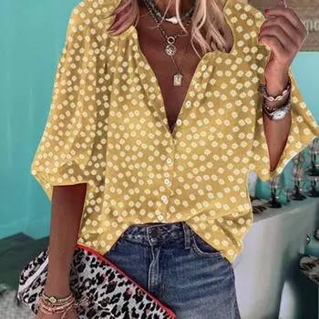 Свободная блузка с цветочным принтом большого размера и длинными рукавами, пуховая рубашка больших размеров