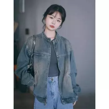 Свободная джинсовая куртка американского дизайна