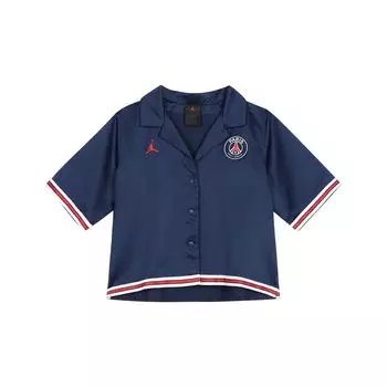Свободная футбольная рубашка с короткими рукавами Jordan Paris Saint-Germain с вышитым логотипом, женские топы, темно-бирюзовые DC3820-410 M