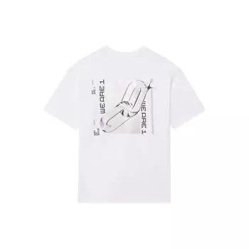 Свободная футболка Li-Ning x Glare Artist Collab с абстрактным принтом на спине, топы унисекс с круглым вырезом, белые AHSS643-2 L