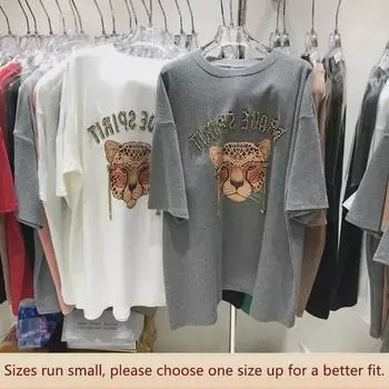 Свободная футболка с изображением головы тигра из мультфильма «Осень/Зима 2022» для женщин L