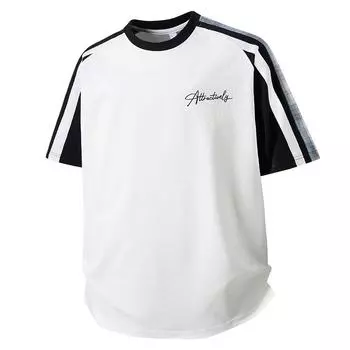 Свободная футболка с круглым вырезом, Ретро лоскутный топ в клетку контрастных цветов, Универсальная повседневная футболка с короткими рукавами XXXXL белый